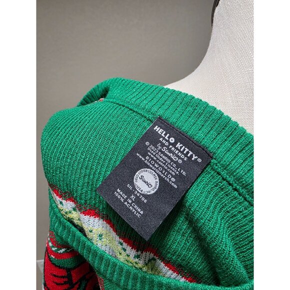Hello Kitty Christmas Sweater Young Women’s Size L Red & Green Holiday Knit 100% - Picture 6 of 6